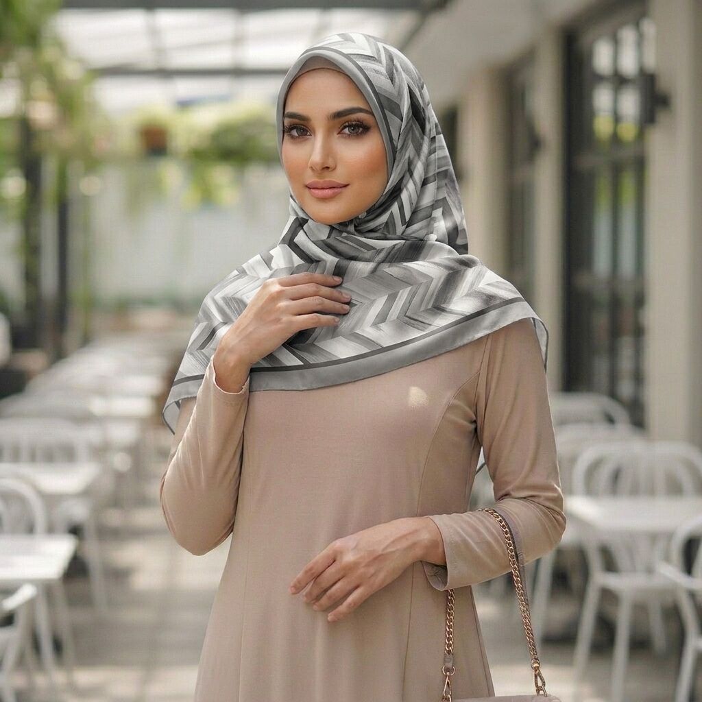 Châle Imprimé Nacre 180 × 70 Cm – 100 % Tencel _ Collection Ligne D'harmonie thumbnail 3