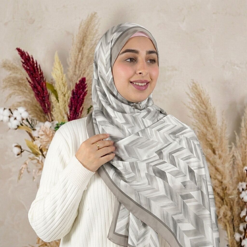 Châle Imprimé Nacre 180 × 70 Cm – 100 % Tencel _ Collection Ligne D'harmonie thumbnail 4