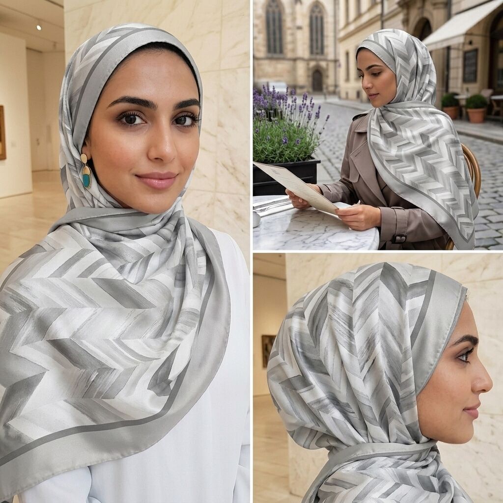 Châle Imprimé Nacre 180 × 70 Cm – 100 % Tencel _ Collection Ligne D'harmonie thumbnail 5