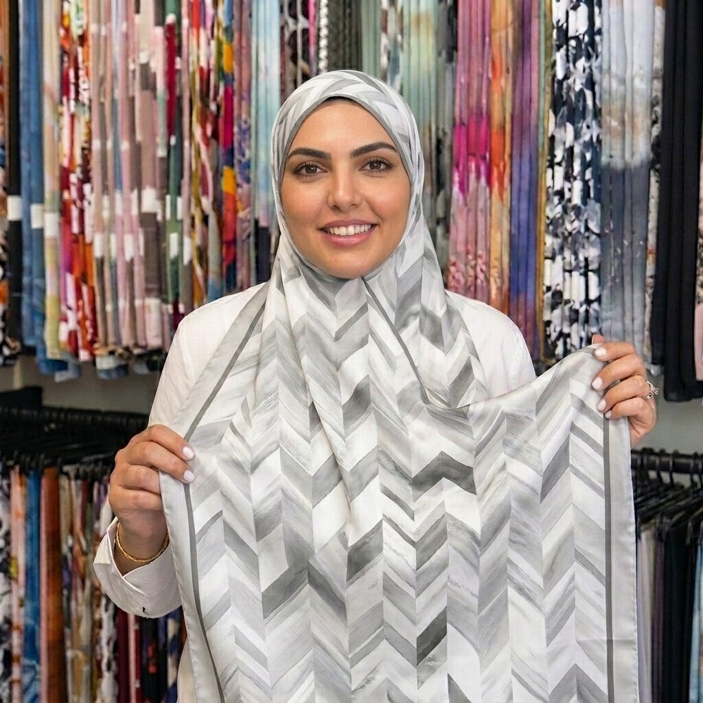 Châle Imprimé Nacre 180 × 70 Cm – 100 % Tencel _ Collection Ligne D'harmonie thumbnail 6