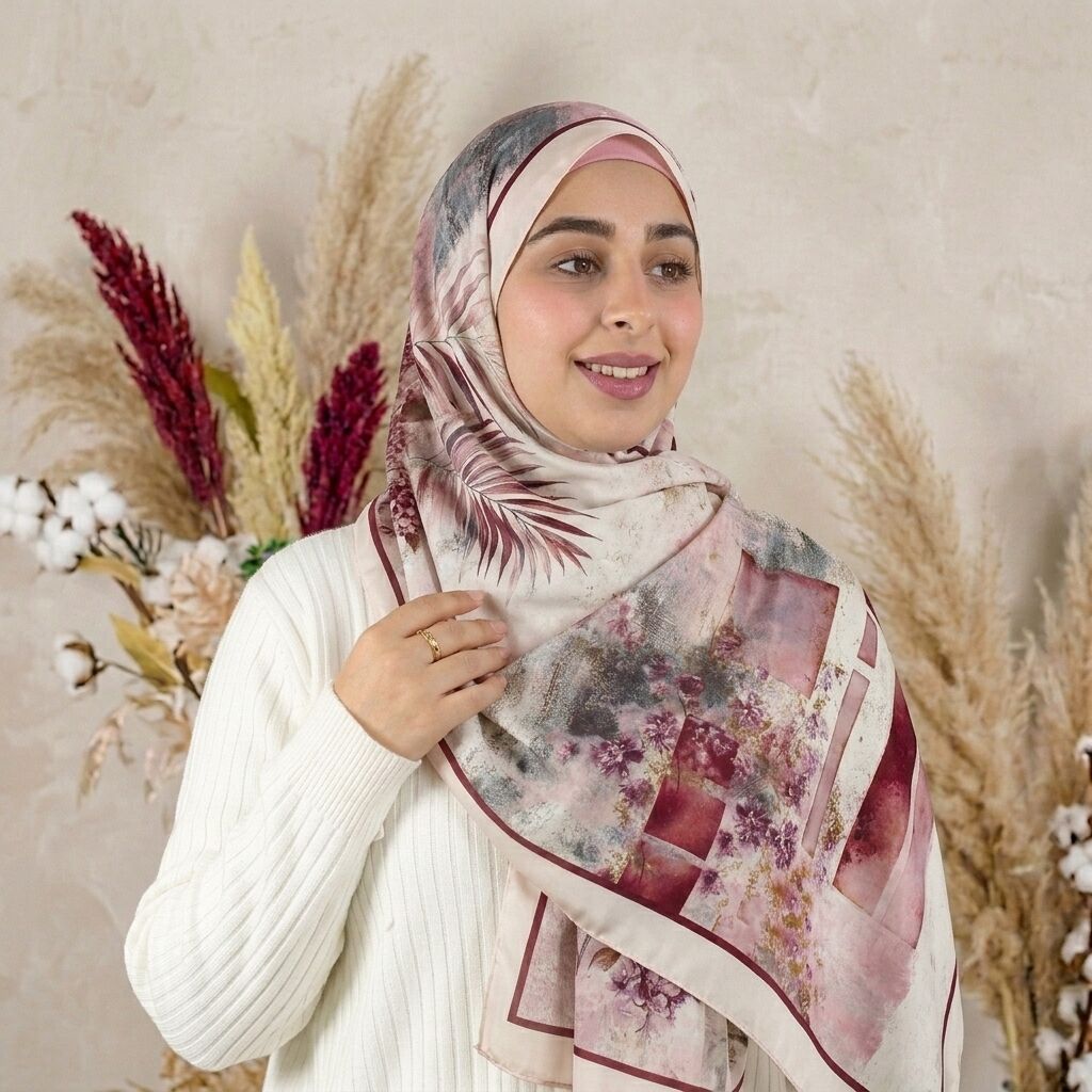 Châle Imprimé Alma 180 × 70 Cm – 100 % Tencel _ Collection : Ligne D'harmonie thumbnail 4