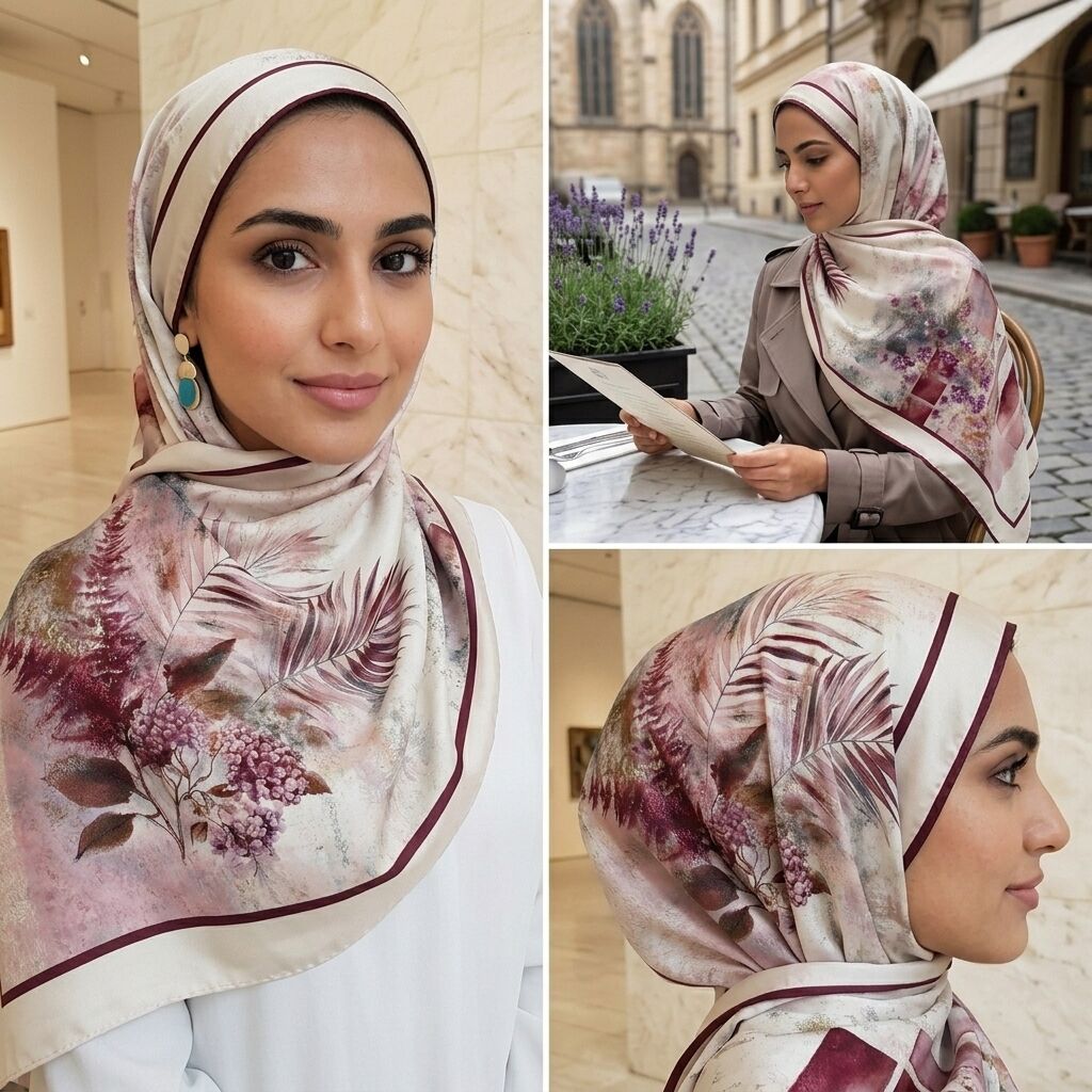 Châle Imprimé Alma 180 × 70 Cm – 100 % Tencel _ Collection : Ligne D'harmonie thumbnail 5