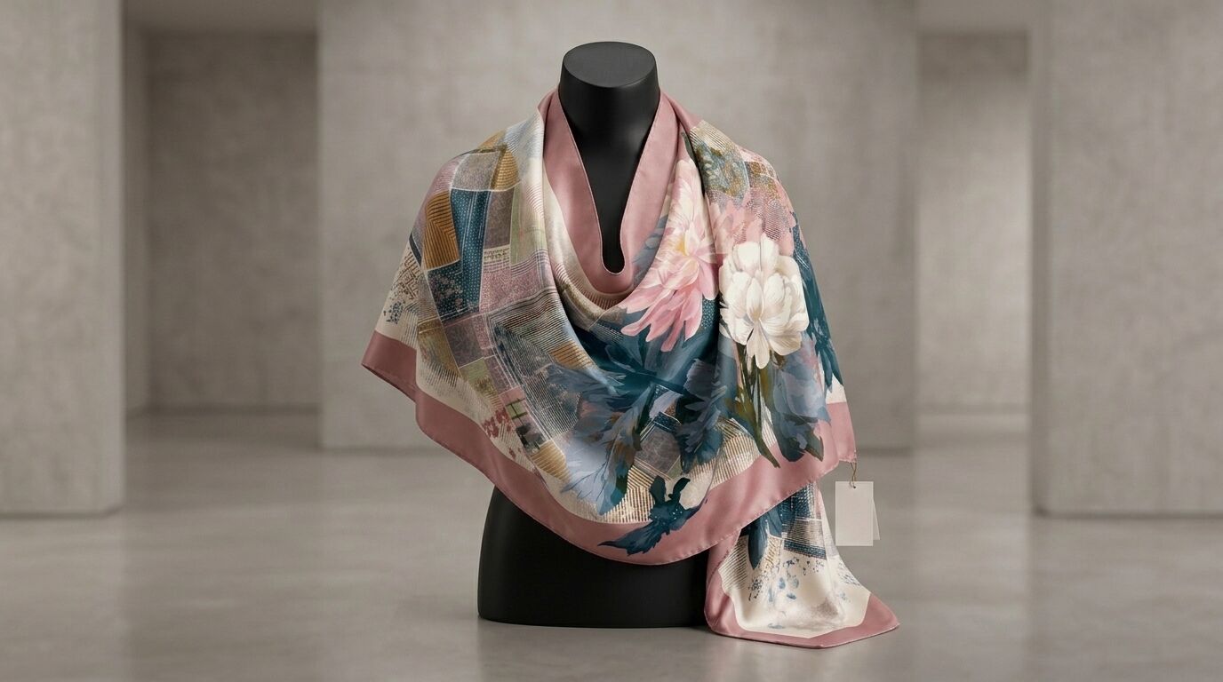 Châle Imprimé Élia 180 × 70 Cm – 100 % Tencel _ Collection Ligne D'harmonie