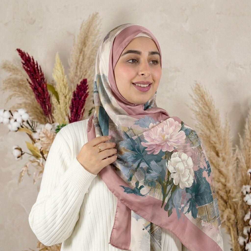 Châle Imprimé Élia 180 × 70 Cm – 100 % Tencel _ Collection Ligne D'harmonie thumbnail 3