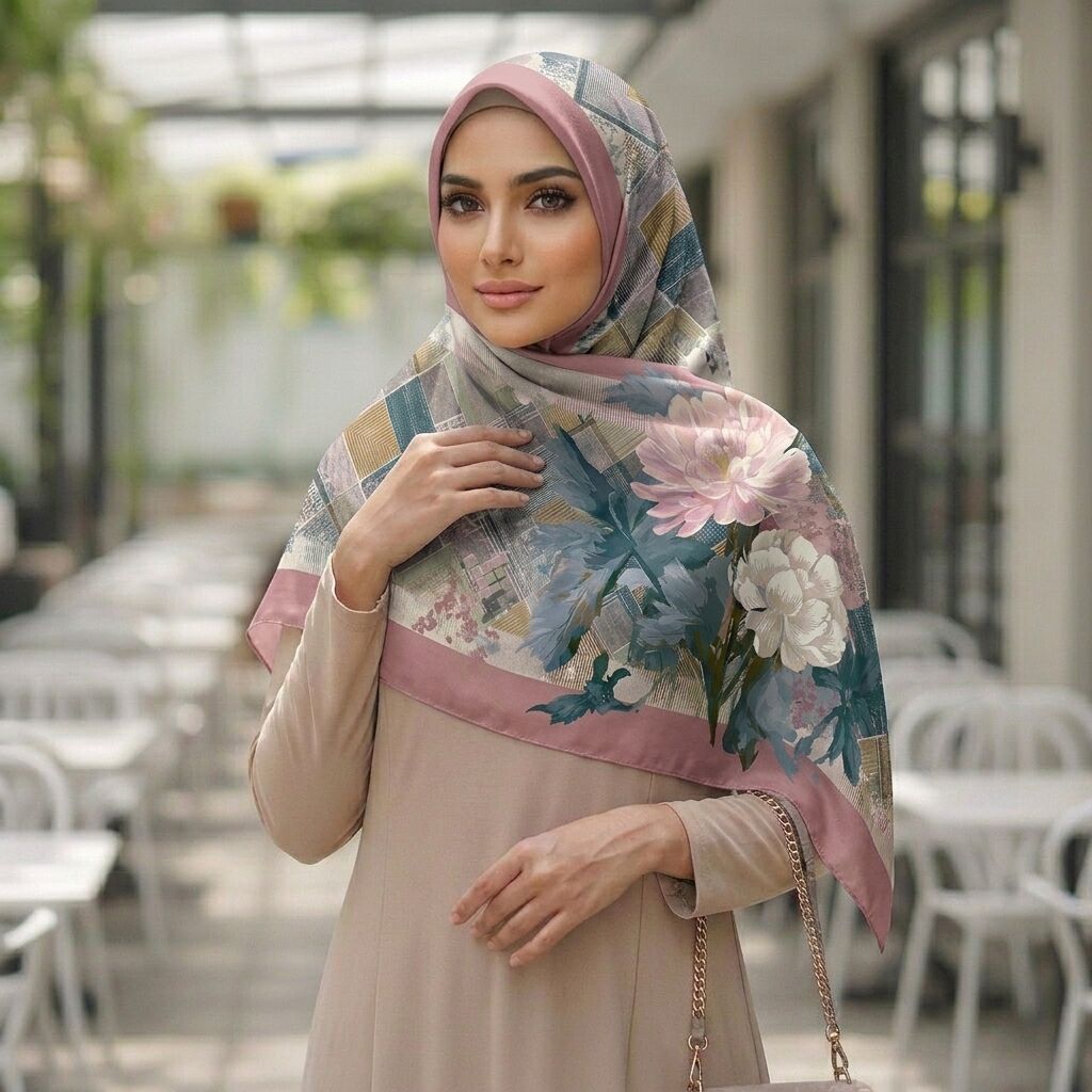 Châle Imprimé Élia 180 × 70 Cm – 100 % Tencel _ Collection Ligne D'harmonie thumbnail 4