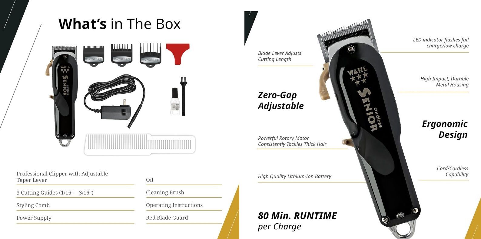 Wahl Senior 5 Star Tondeuse Sans Fil Professionnelle – Autonomie de 80 Min thumbnail 5