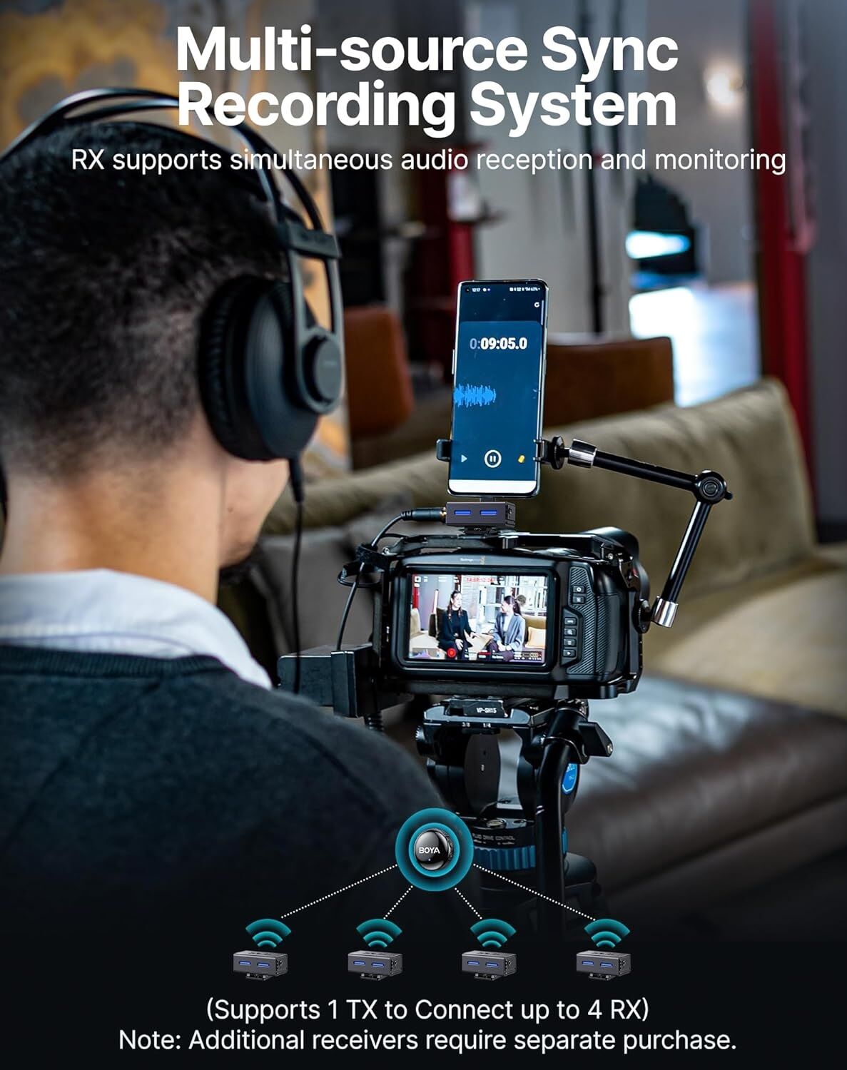 Microphone Cravate Sans Fil Boyalink 3-02 Avec Puce Ai Pour Android/appareil Photo/pc/tablettes, Réduction De Bruit Par Ia, Son Studio 48 Khz/24 Bits thumbnail 4