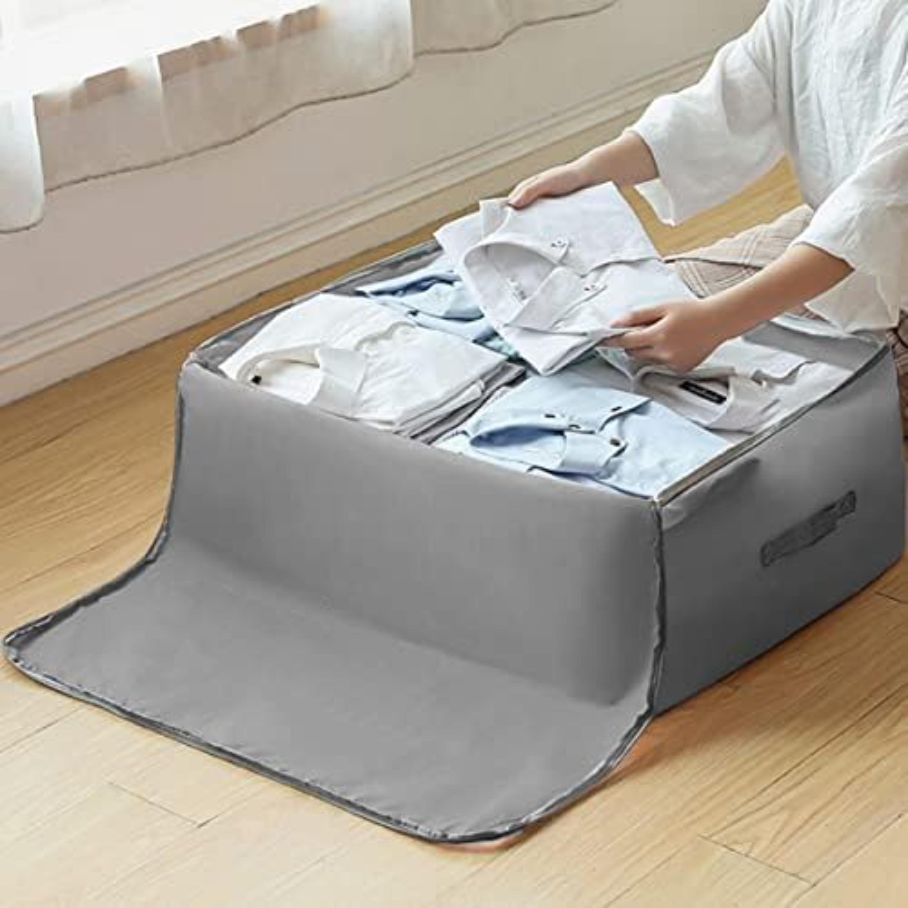 Lot De 2 Sacs De Rangement Sous Lit Avec Fenêtre Et Poignées + 2 Sacs À Chaussures Offerts | Organisateurs De Vêtements, Couettes, Couvertures Et Jouets | Gris thumbnail 6