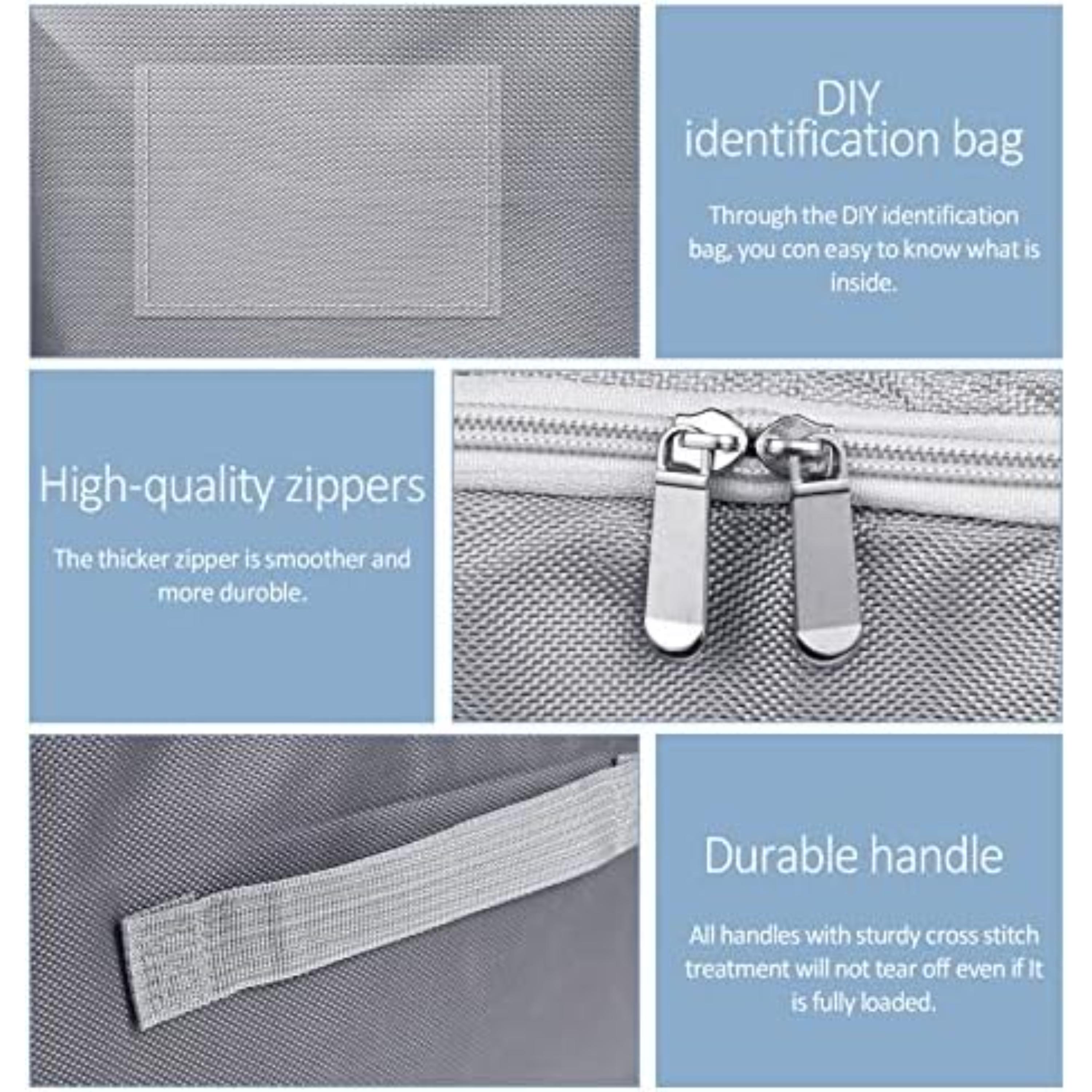 Lot De 2 Sacs De Rangement Sous Lit Avec Fenêtre Et Poignées + 2 Sacs À Chaussures Offerts | Organisateurs De Vêtements, Couettes, Couvertures Et Jouets | Gris thumbnail 7