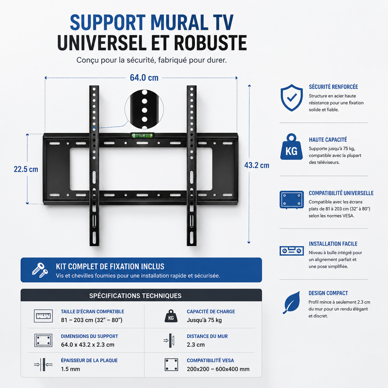 Support Tv Support Mural Fixe 40 À 80 thumbnail 2