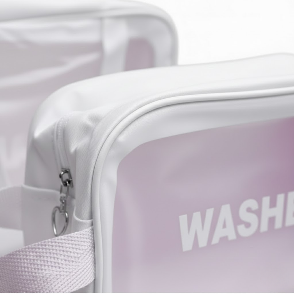 Pack De 3 Trousses De Toilette Blanches – Transparentes & Waterproof thumbnail 3