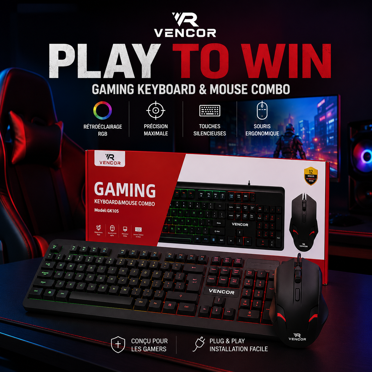 Gk105 – Clavier & Souris Gaming Haute Performance