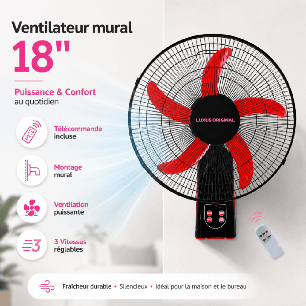 2 Ventilateur Mural 18 Avec Télécommande thumbnail 3