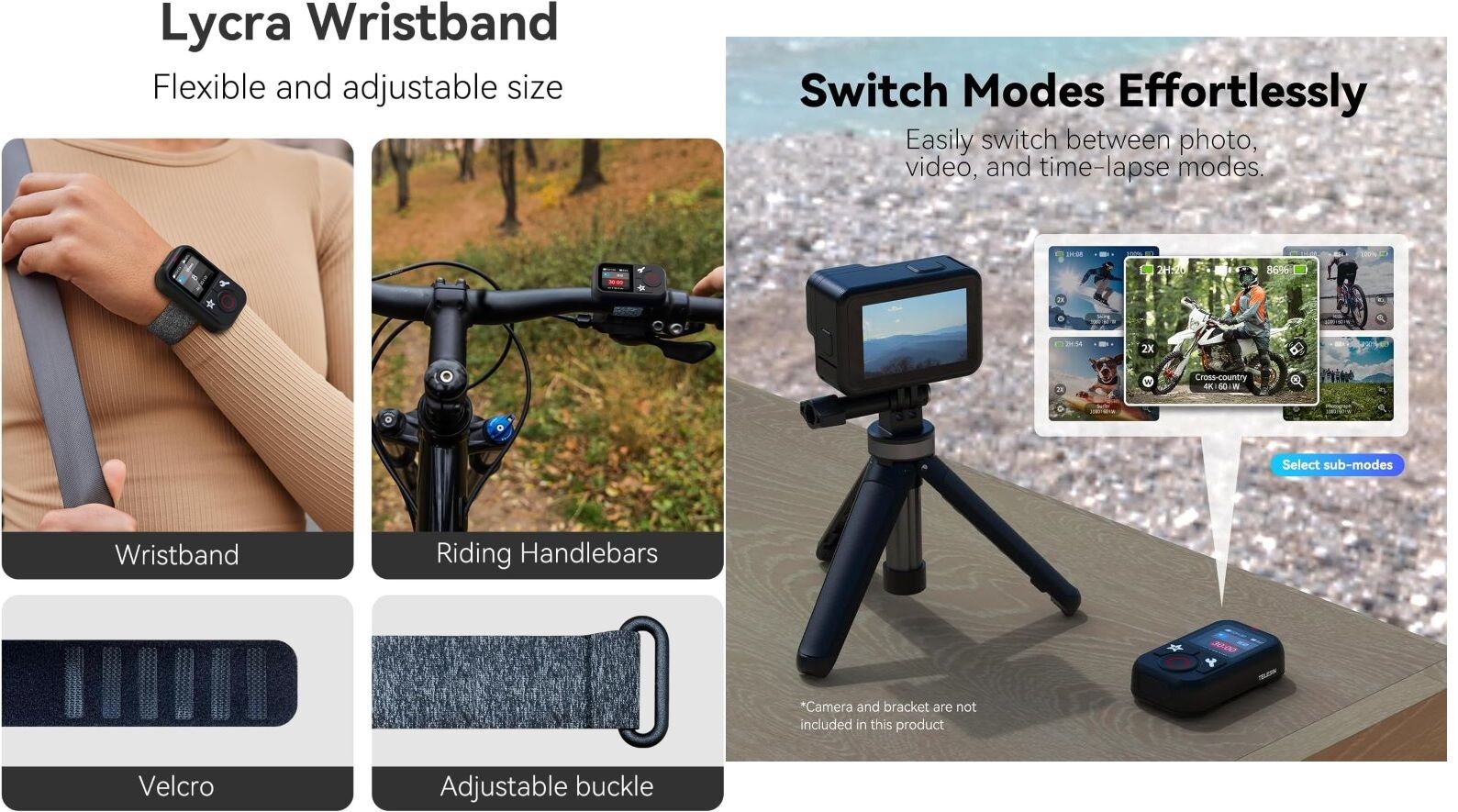 Télécommande Bluetooth S5-RMT-01-TGP pour GoPro Hero 13/12/11/10/9/8 & MAX – Écran Couleur thumbnail 3