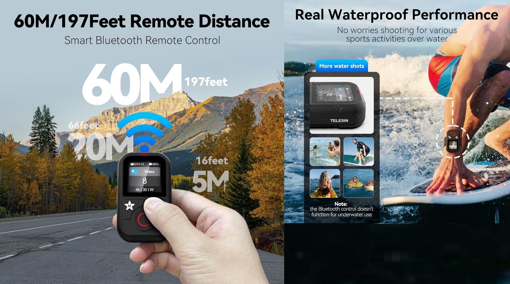 Télécommande Bluetooth S5-RMT-01-TGP pour GoPro Hero 13/12/11/10/9/8 & MAX – Écran Couleur thumbnail 4