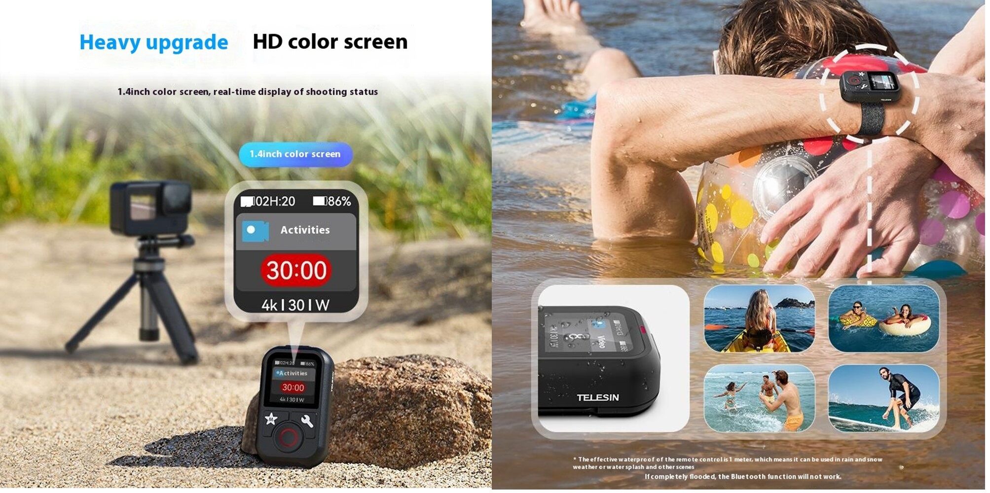 Télécommande Bluetooth S5-RMT-01-TGP pour GoPro Hero 13/12/11/10/9/8 & MAX – Écran Couleur thumbnail 6