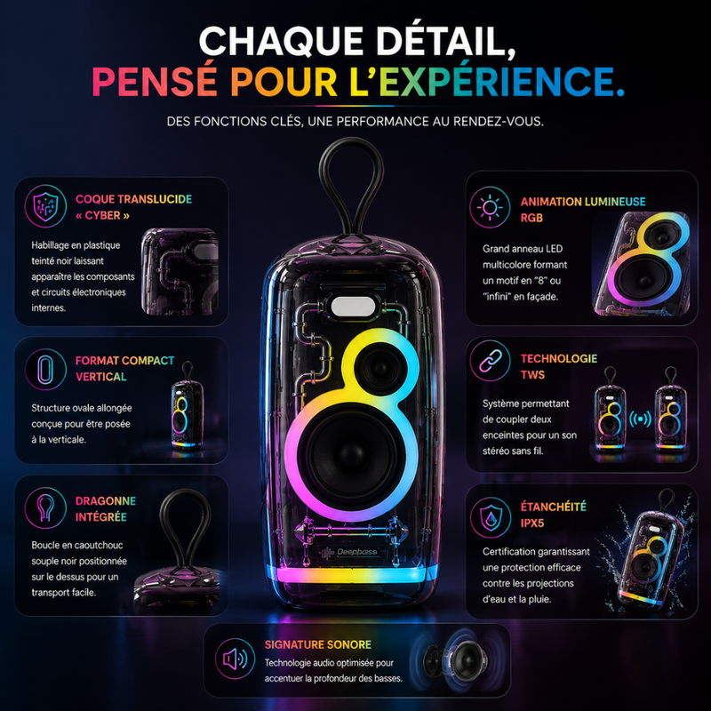 Enceinte Bluetooth Portable Rgb – Box-10 Couleur Aléatoire thumbnail 2