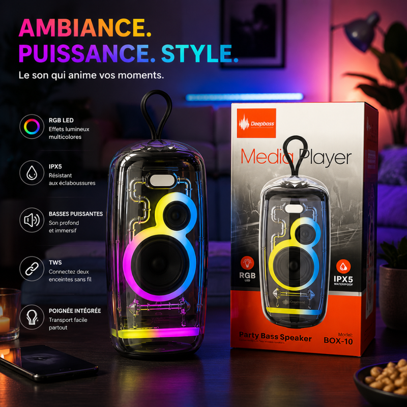 Enceinte Bluetooth Portable Rgb – Box-10 Couleur Aléatoire thumbnail 3