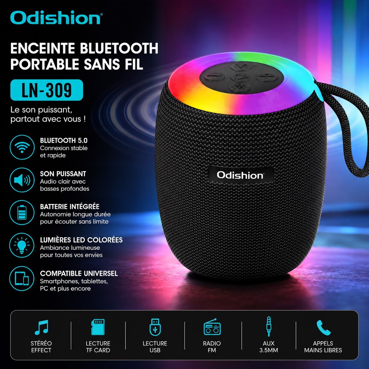 Haut-parleur Bluetooth Ln-309, Noir