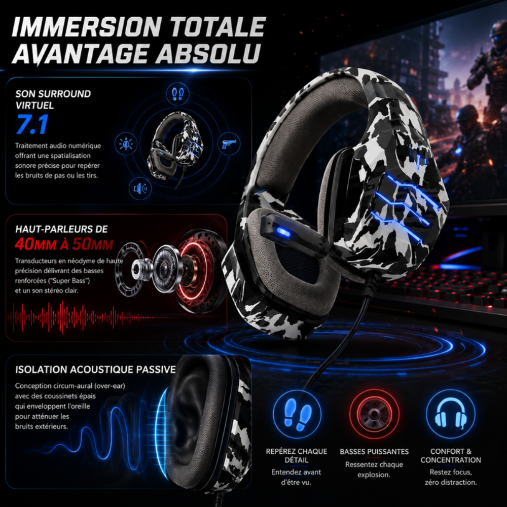 Casque Gaming Q9 - Couleur Aléatoire thumbnail 3