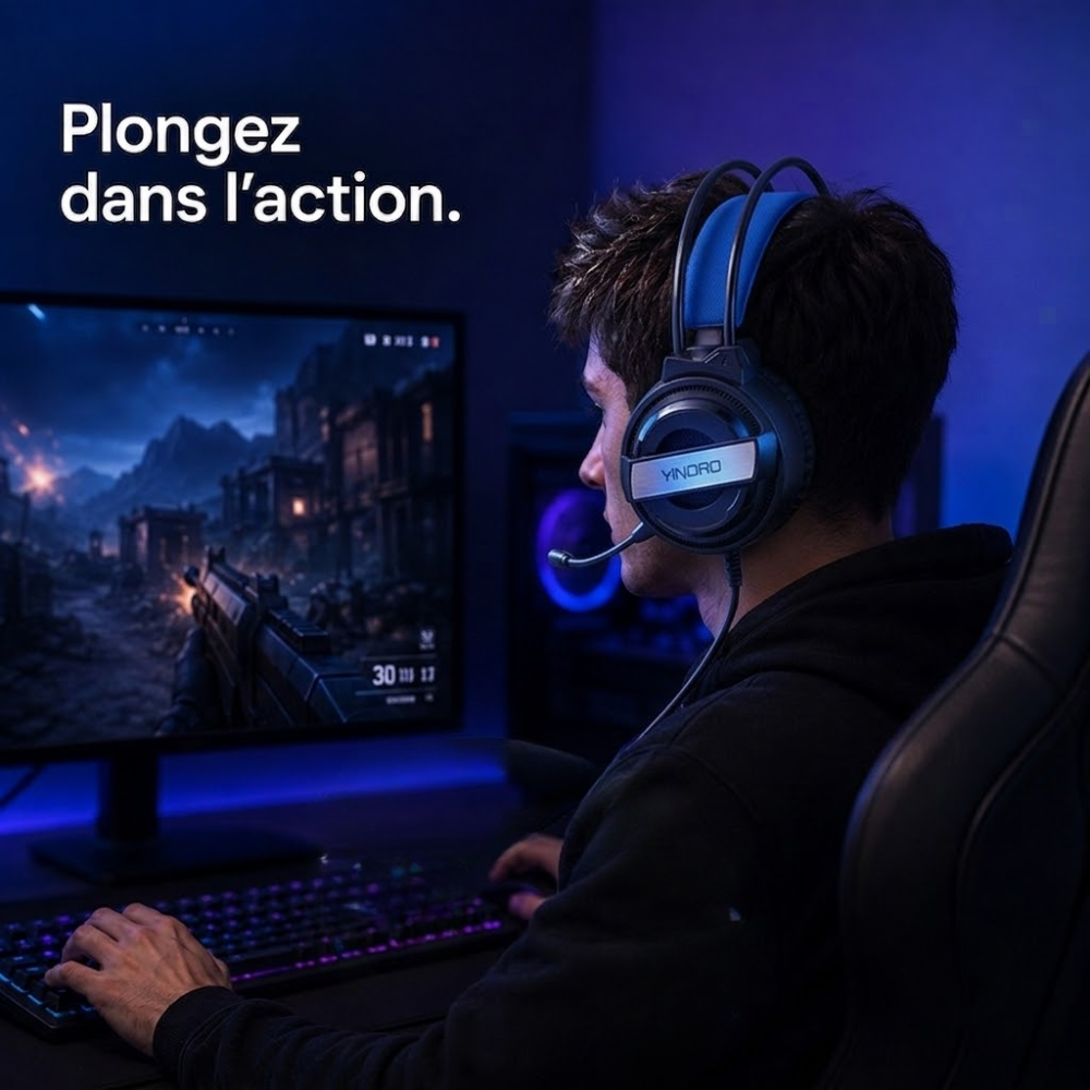 Casque Gaming Yindiao Q3 Rgb Stéréo - Black thumbnail 4