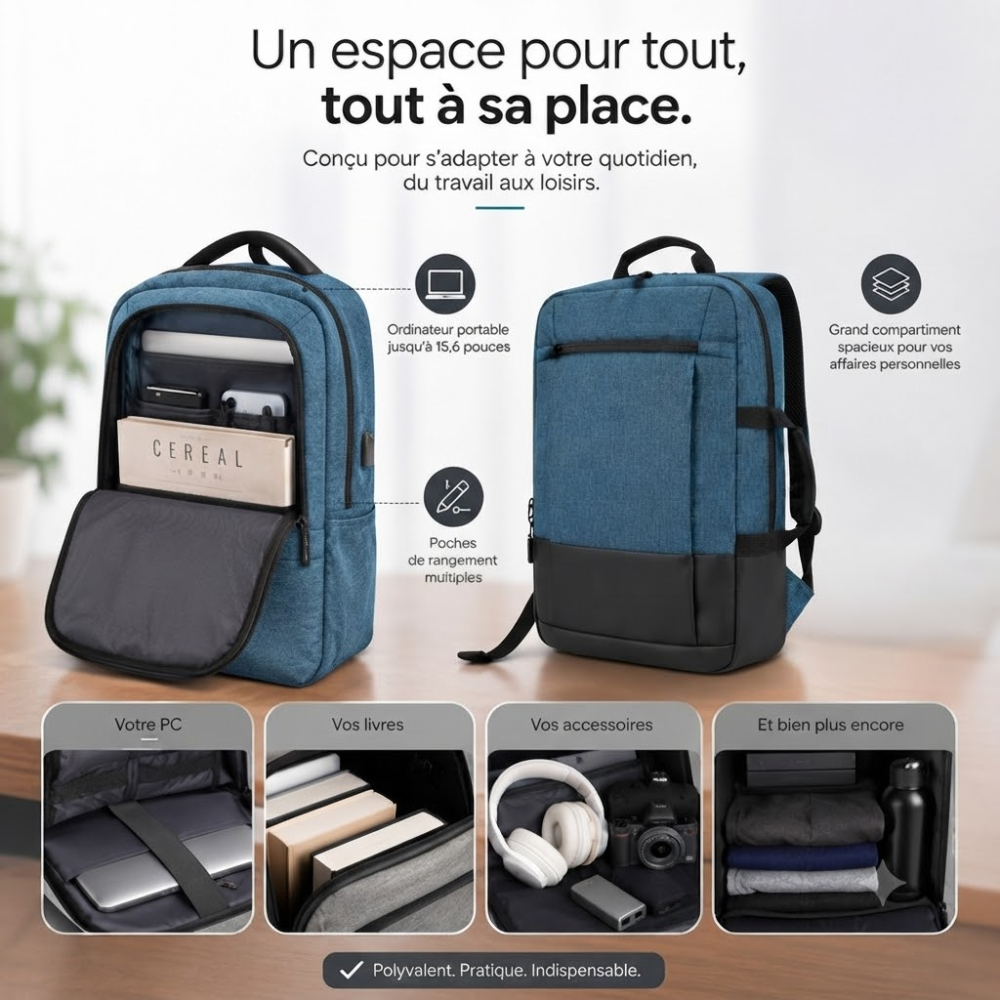 Sac A Dos Professionnel Pour Ordinateur Portable thumbnail 2