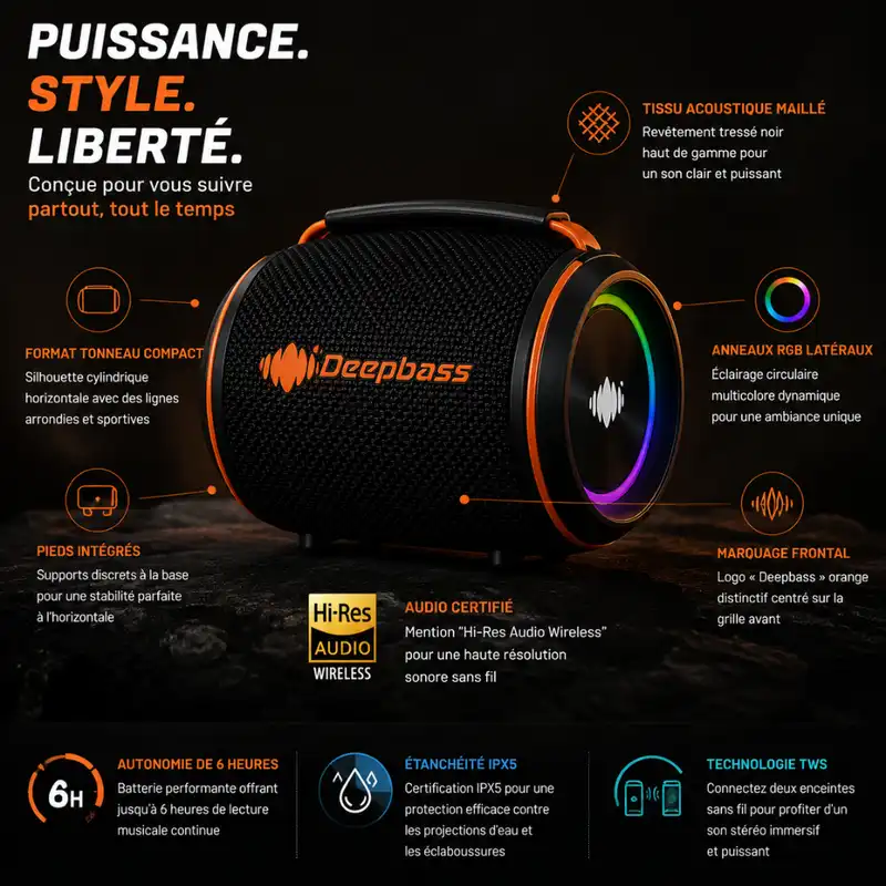 Enceinte Bluetooth Portable Hi-res Audio Ipx5 Rgb Box-25