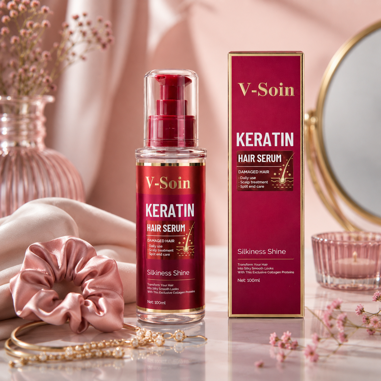 Sérum Capillaire À La Kératine – Réparation Et Nutrition Des Cheveux Abîmés