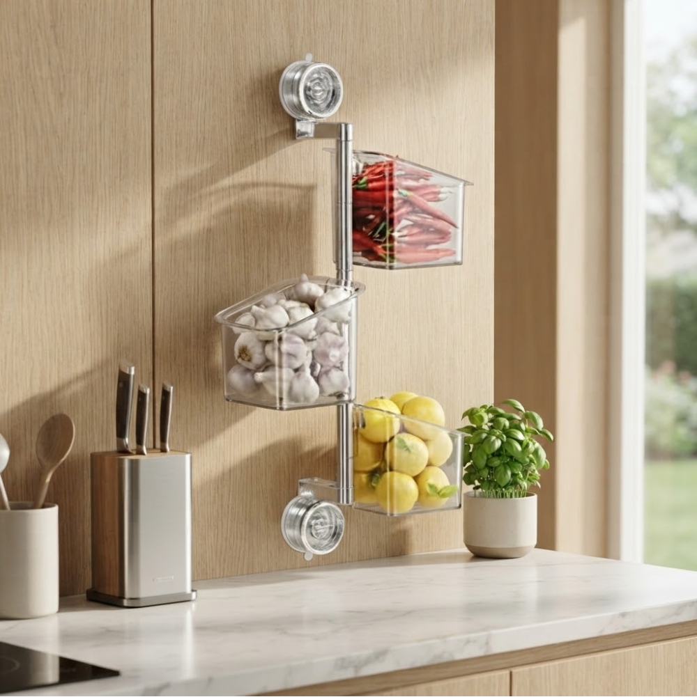 Boîte De Rangement Mural Pour Oignons, Gingembre Et Ail De Cuisine Transparente