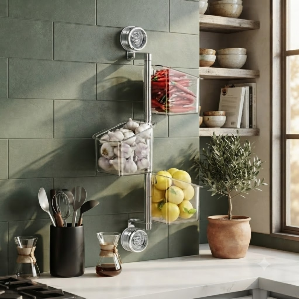 Boîte De Rangement Mural Pour Oignons, Gingembre Et Ail De Cuisine Transparente