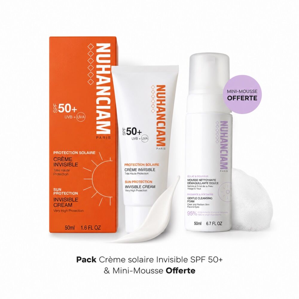 Pack Crème Solaire Invisible Spf 50+ & Mini-mousse Offerte