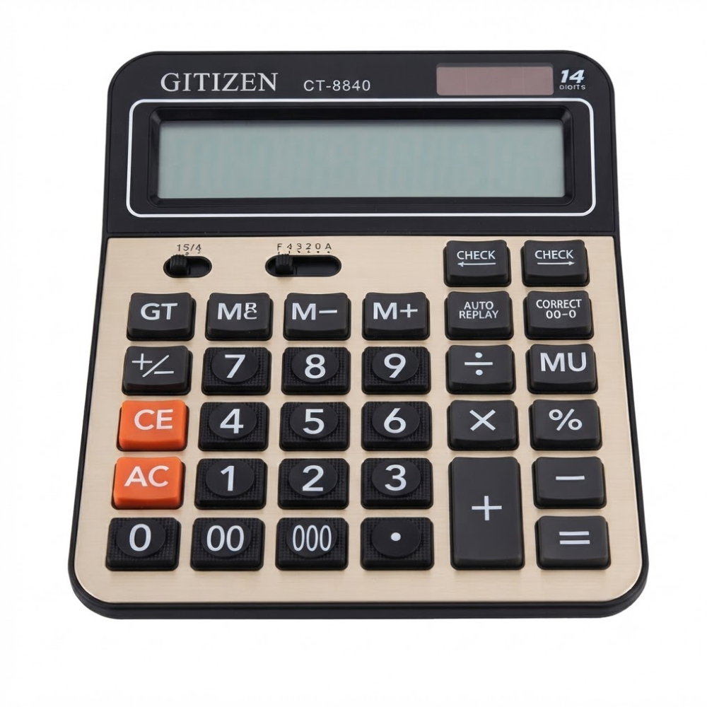 Calculatrice De Bureau Professionnelle Ct-8840c – Grand Écran Lcd 
