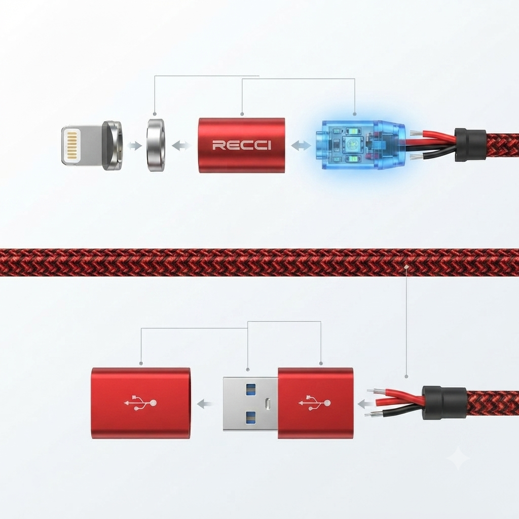 Cable Usb-a Vers Lightning Magnétique - Couleur Et Design Aleatoire thumbnail 6