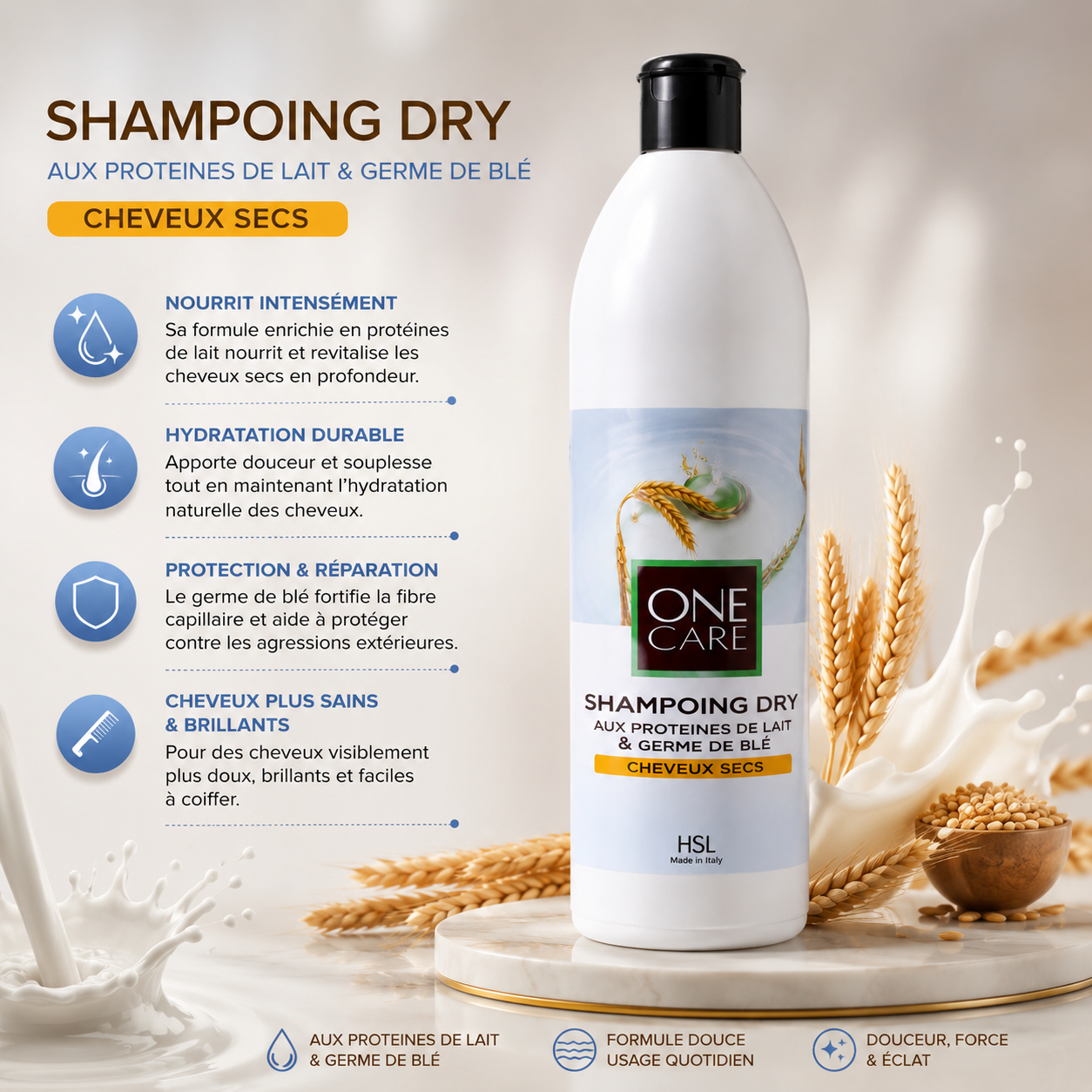 Shampoing Enrichi Aux Protéines De Lait Et Germe De Blé