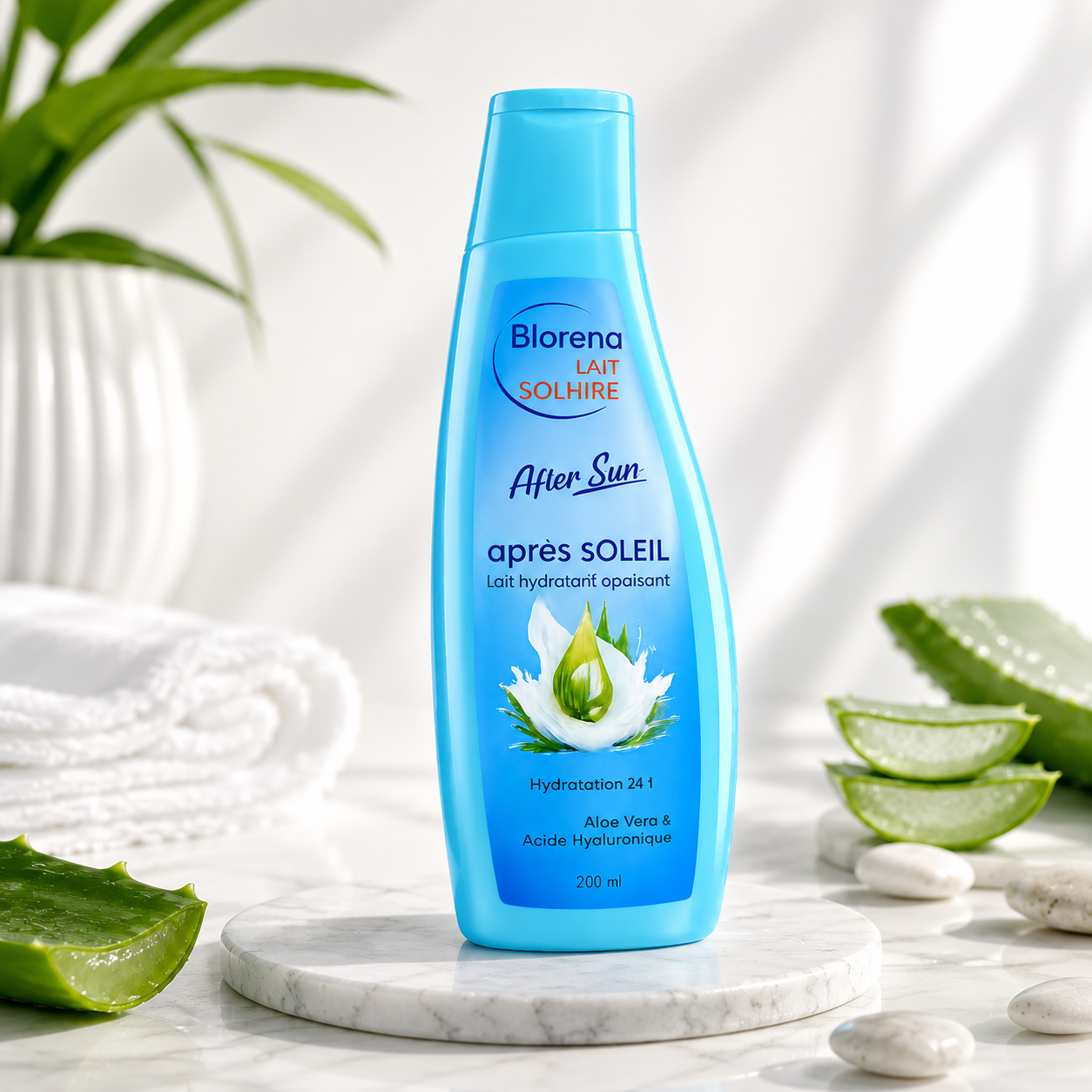 Lait Réparateur Après Exposition Au Soleil – Aloe Vera & Acide Hyaluronique