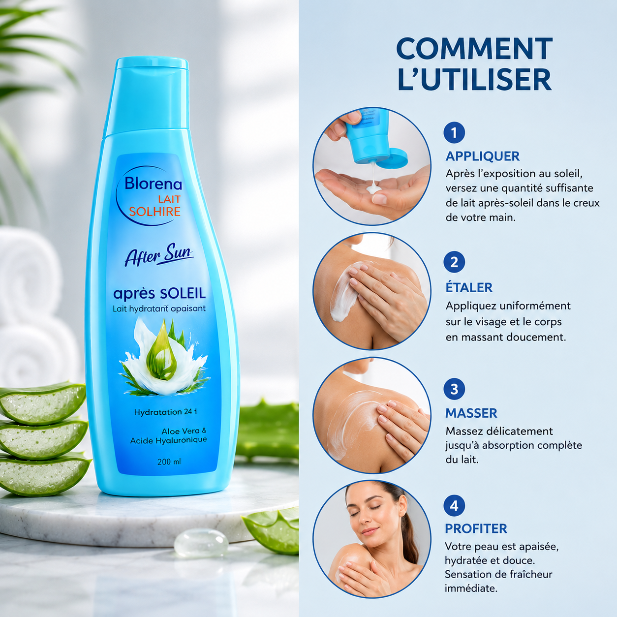 Lait Réparateur Après Exposition Au Soleil – Aloe Vera & Acide Hyaluronique thumbnail 3