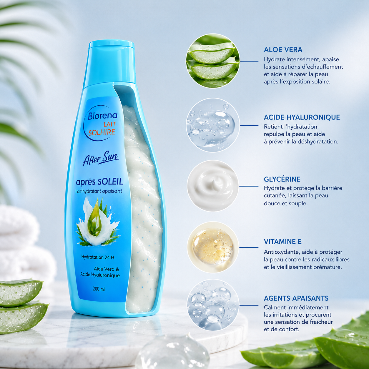 Lait Réparateur Après Exposition Au Soleil – Aloe Vera & Acide Hyaluronique thumbnail 4