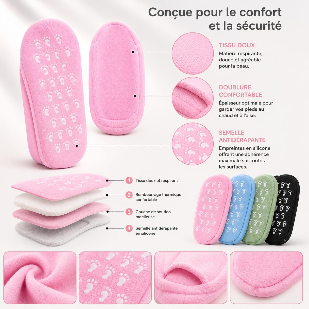 Chaussons Chaussettes Antidérapants Respirants Et Moelleux _ couleur aléatoire thumbnail 2