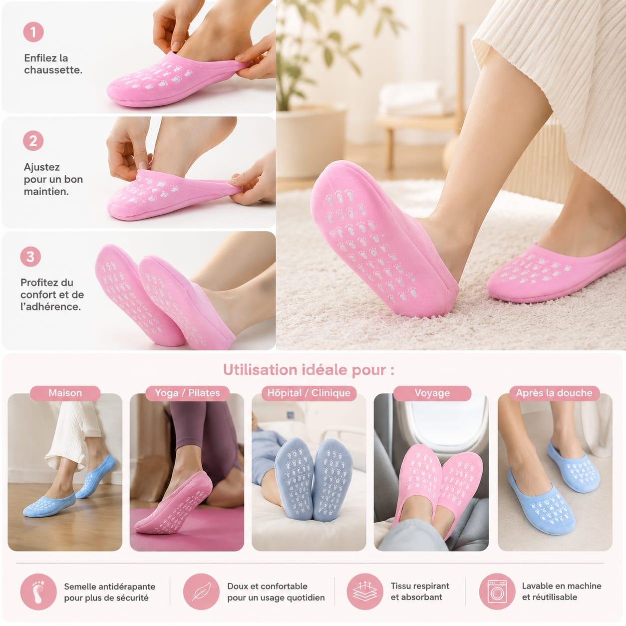 Chaussons Chaussettes Antidérapants Respirants Et Moelleux _ couleur aléatoire thumbnail 3