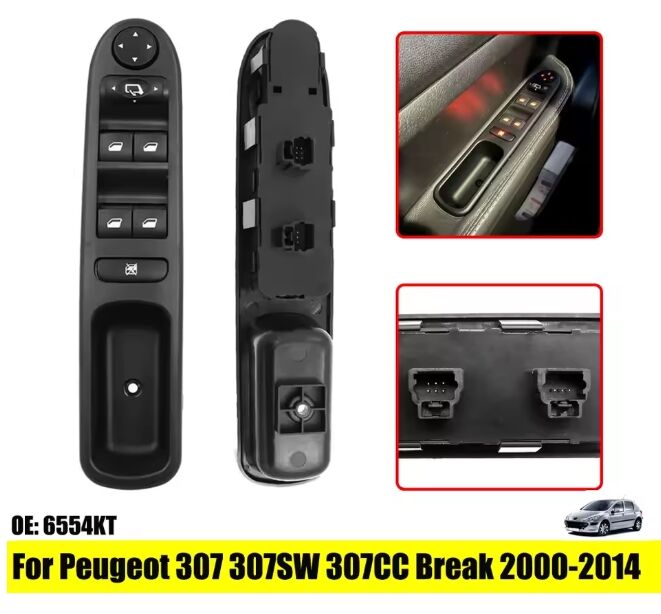 Interrupteur Commande Lève-vitre Électrique 6554kt 6554qc Pour Peugeot 207 Et 307