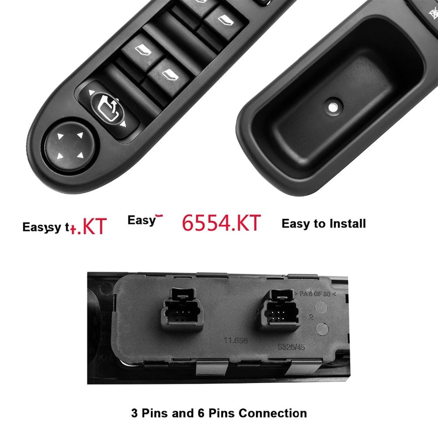 Interrupteur Commande Lève-vitre Électrique 6554kt 6554qc Pour Peugeot 207 Et 307 thumbnail 3