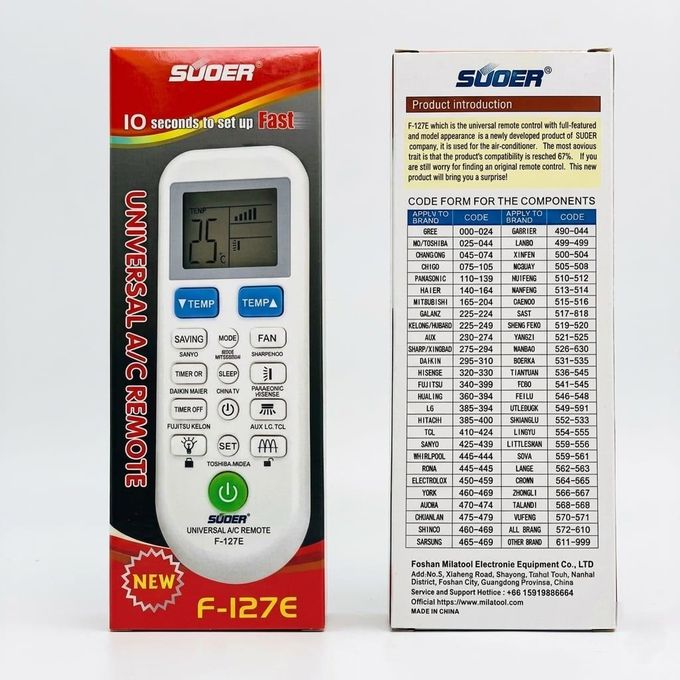 Télécommande Suder Universelle Pour Climatiseur Split & Ac Avec Écran Lcd thumbnail 3