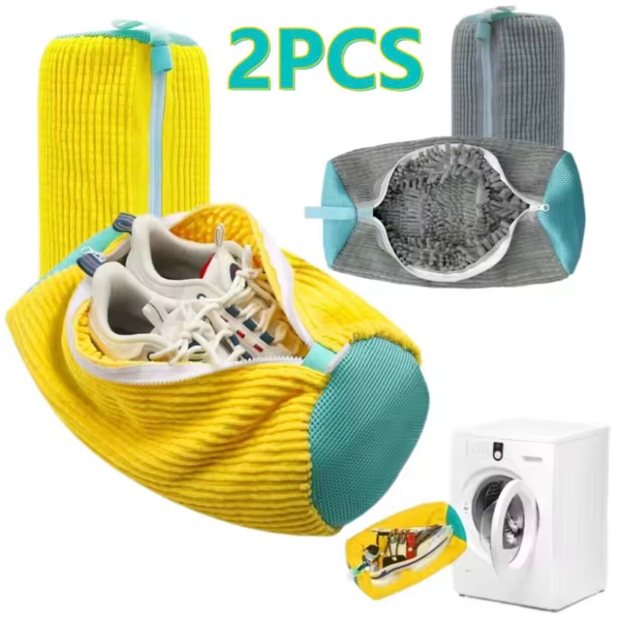 Lot De 2 Sacs De Lavage Pour Chaussures En Chenille – Filet De Protection Pour Machine À Laver