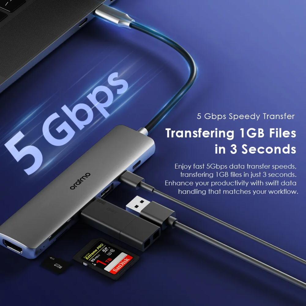 Oraimo Powertrans Ouh-511 – Hub Usb-c 7-en-1 thumbnail 3