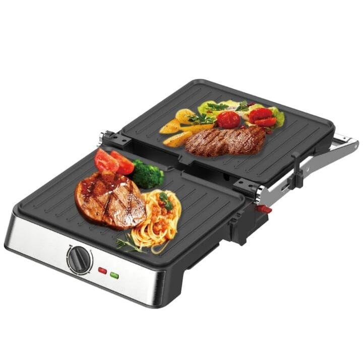 Panini Grill Électrique Multifonction Antiadhésif – Presse Sandwich Et Grill Compact thumbnail 3