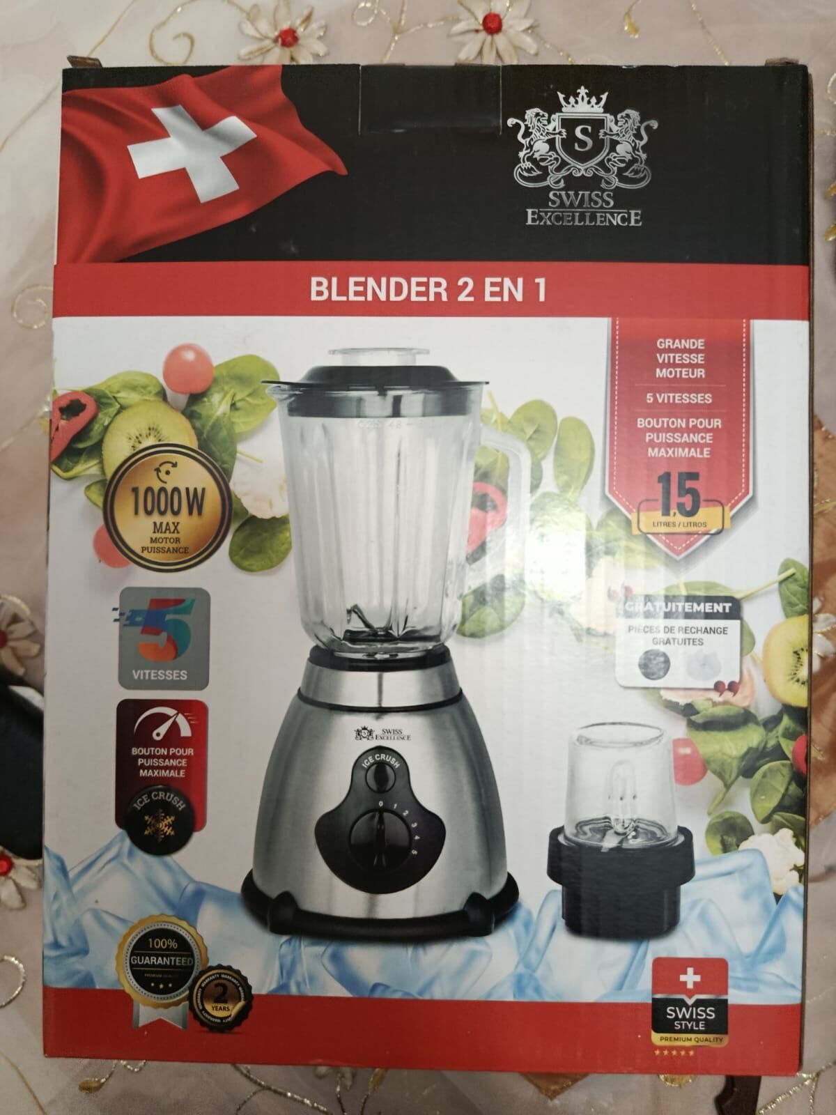 Swiss Excellence Blender Bol En Verre 1.5l Ice Crush 1000 Watt thumbnail 1