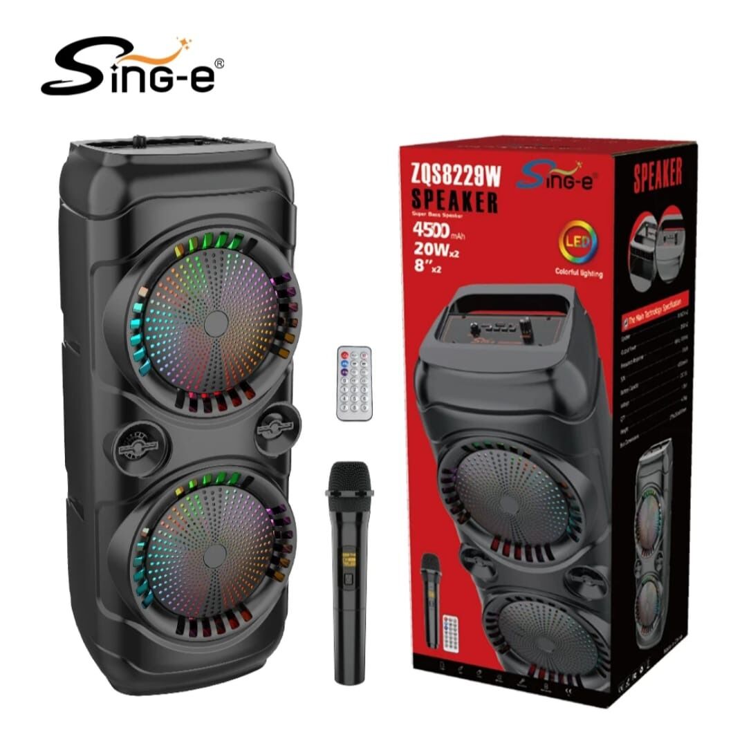 Enceinte Bluetooth Zqs 8229w – Batterie 4500 Mah, 2 × 20 W, Micro Sans Fil – Noir