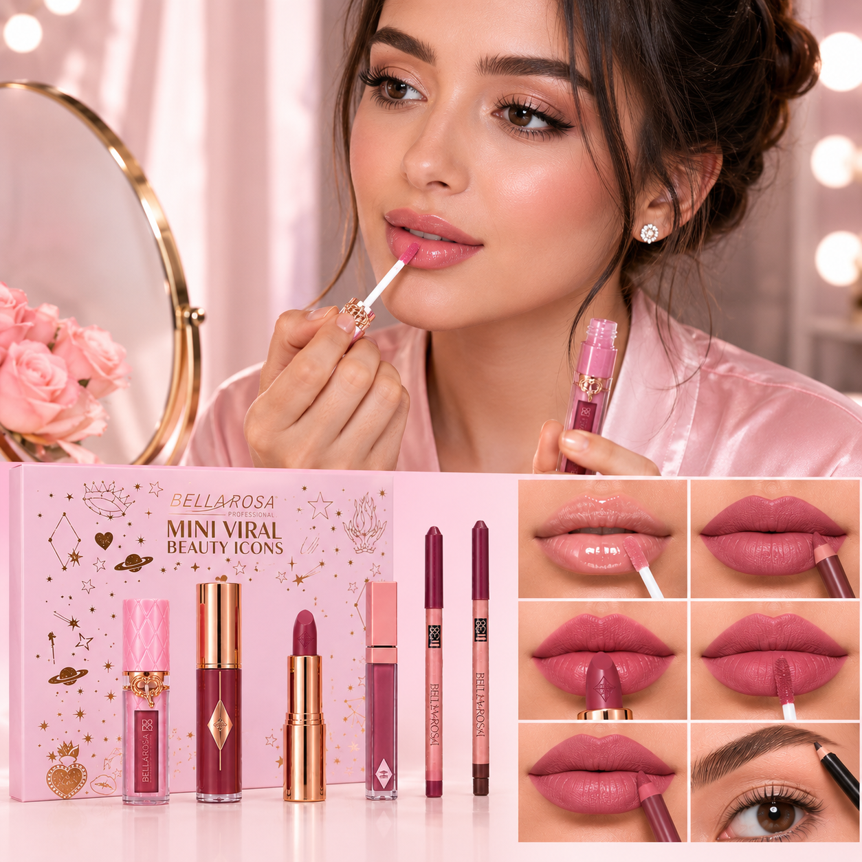 Kit Beauté Complet 6-en-1 – Maquillage Lèvres & Sourcils thumbnail 3