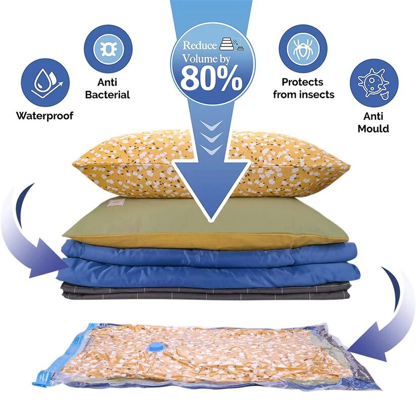 Pack of 5 Travel Storage Bags with Pump – Vacuum Storage Bags for Clothes