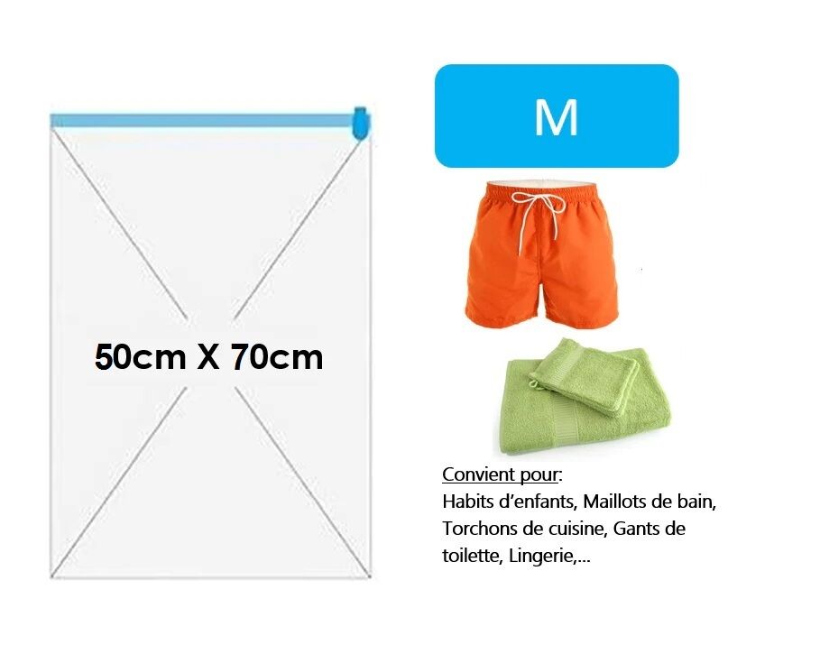 Pack 5 Sac De Rangement Pour Voyage Avec Pompe – Sac Sous Vide Stockage Vêtement thumbnail 6